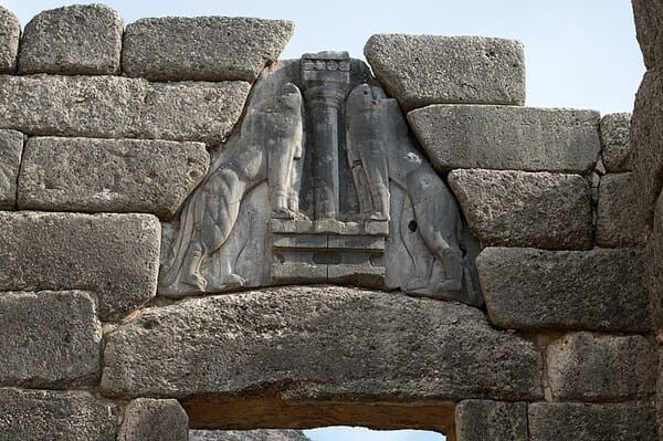 Lion Gate at Mycenae - Aegean Relief Sculpture